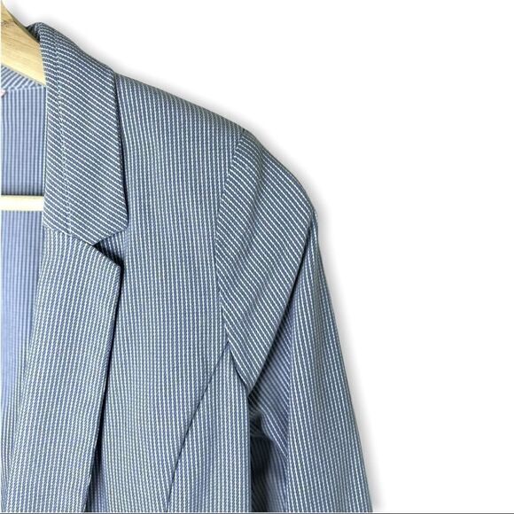 Candies Blue and White Striped Double Pocket Open Blazer - Picture 2 of 8
